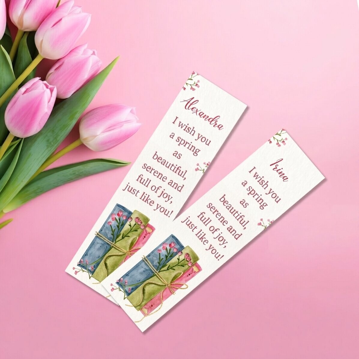 Personalisiertes Lesezeichen mit Botschaft – Spring