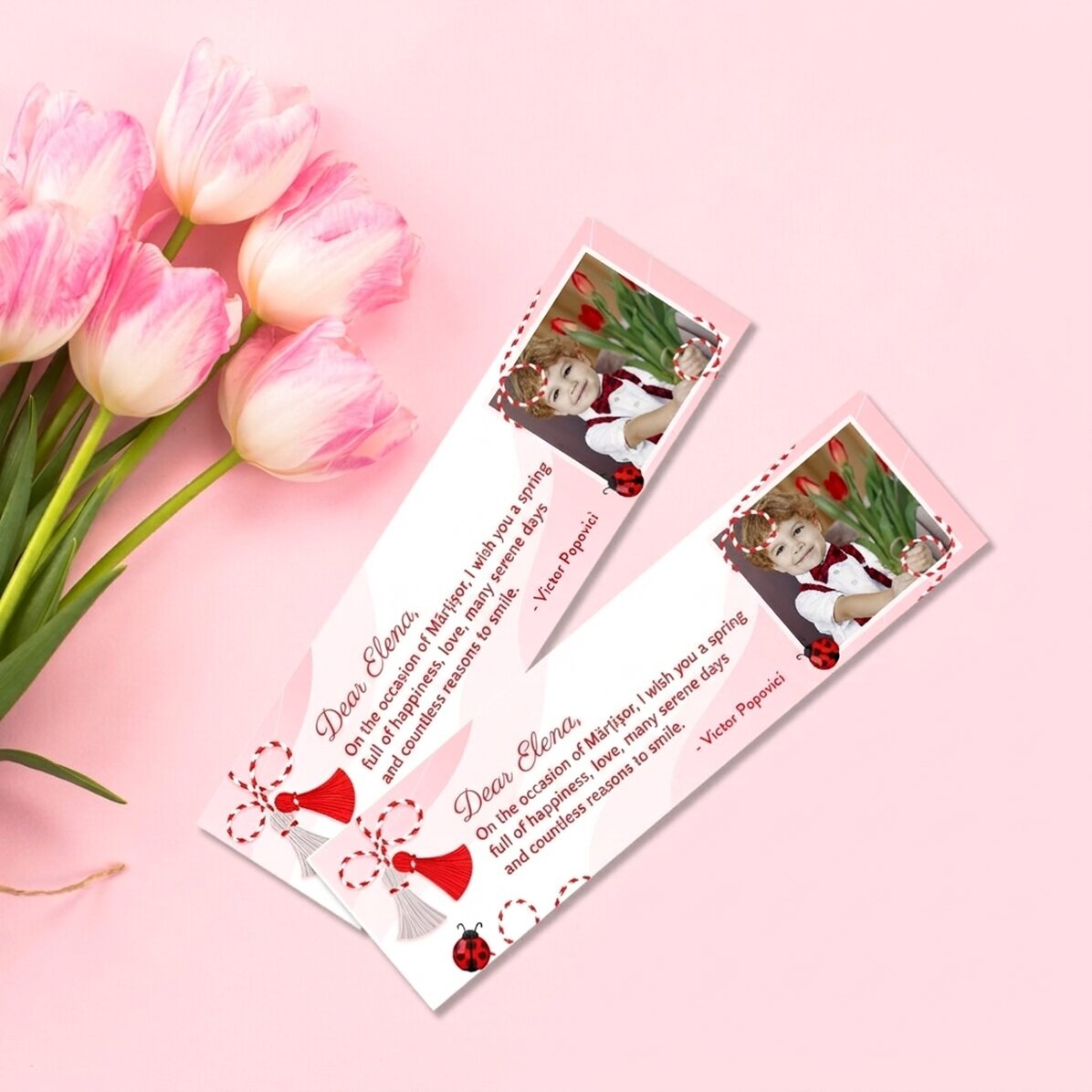 Personalisiertes Lesezeichen mit Foto und Widmung