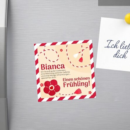 Individuell gestalteter Magnet (10 x 10) mit Namen und Botschaft