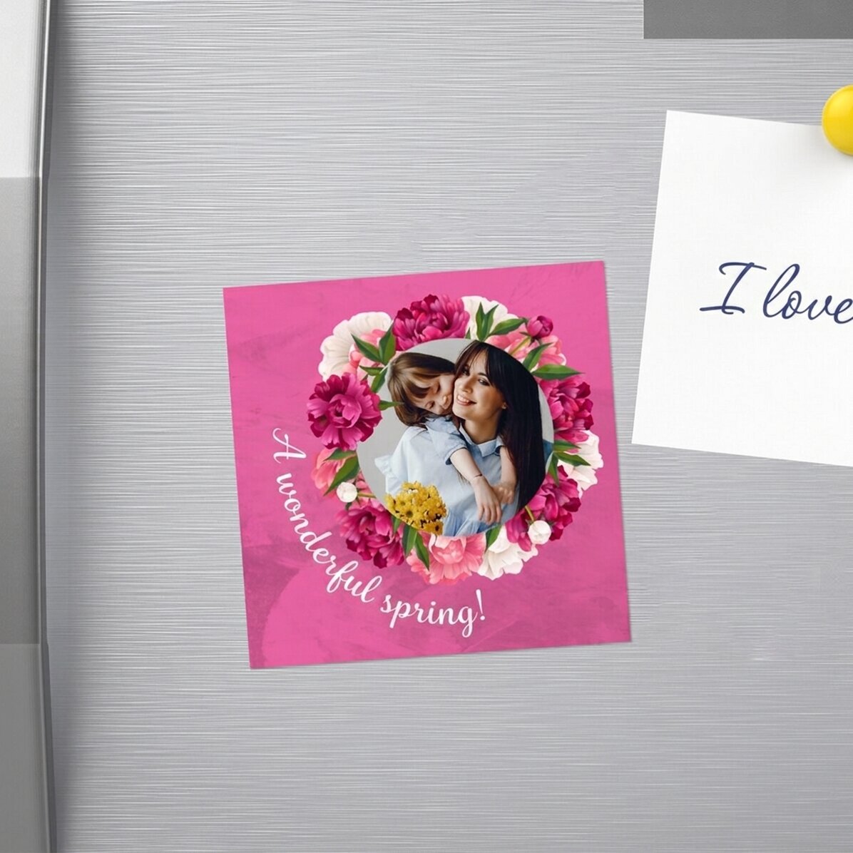 Personalisierter Magnet mit Foto und Botschaft – Einen schönen Frühling