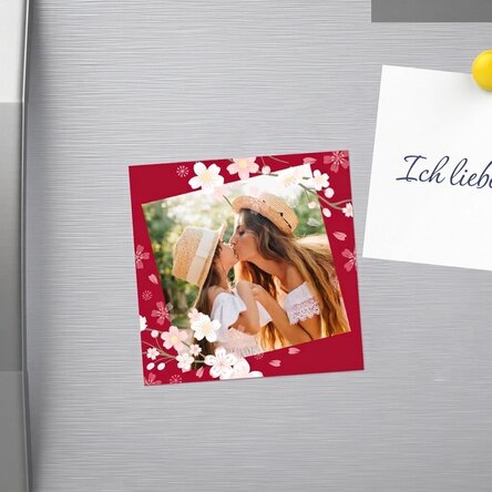Individuell gestalteter Magnet 10x10 mit einem Foto – Kirschblüten