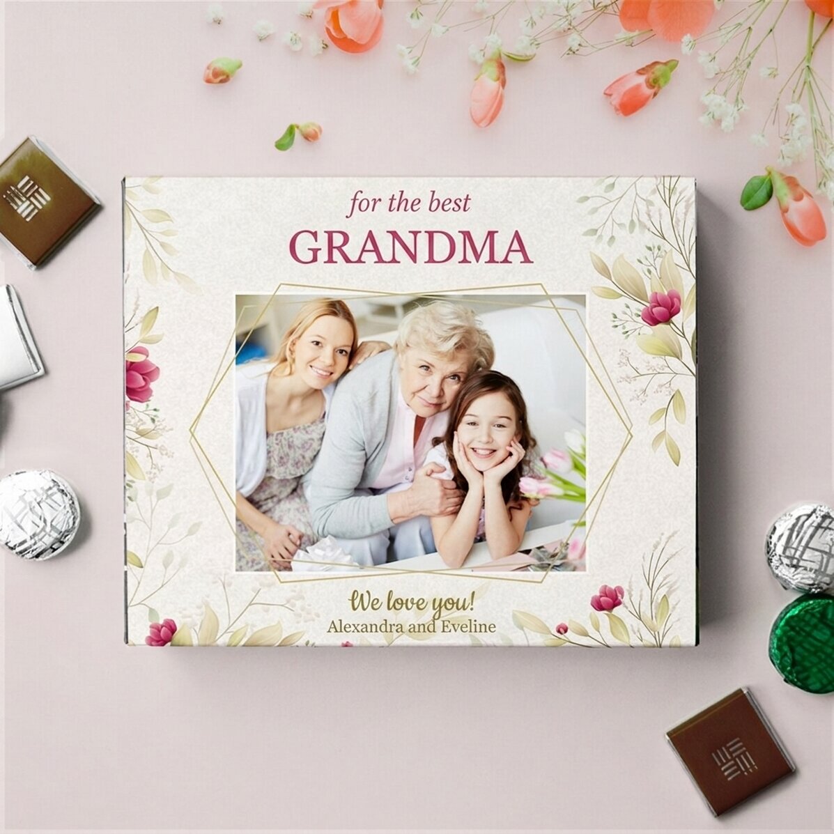 Personalisierte Pralinenschachtel mit Foto und Botschaft – Die beste