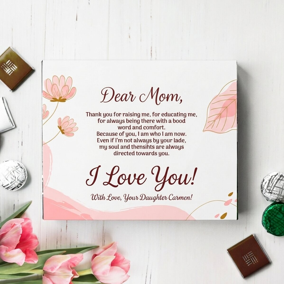 Personalisierte Pralinenschachtel mit Aufschrift – Meine liebe Mama!