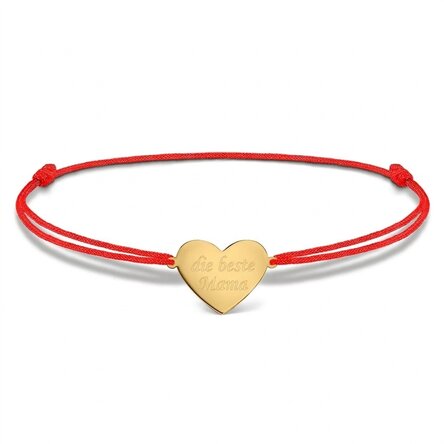 Personalisiertes Kordelarmband – Herz 15 x 13 mm – 925er Silber – Die beste Mama