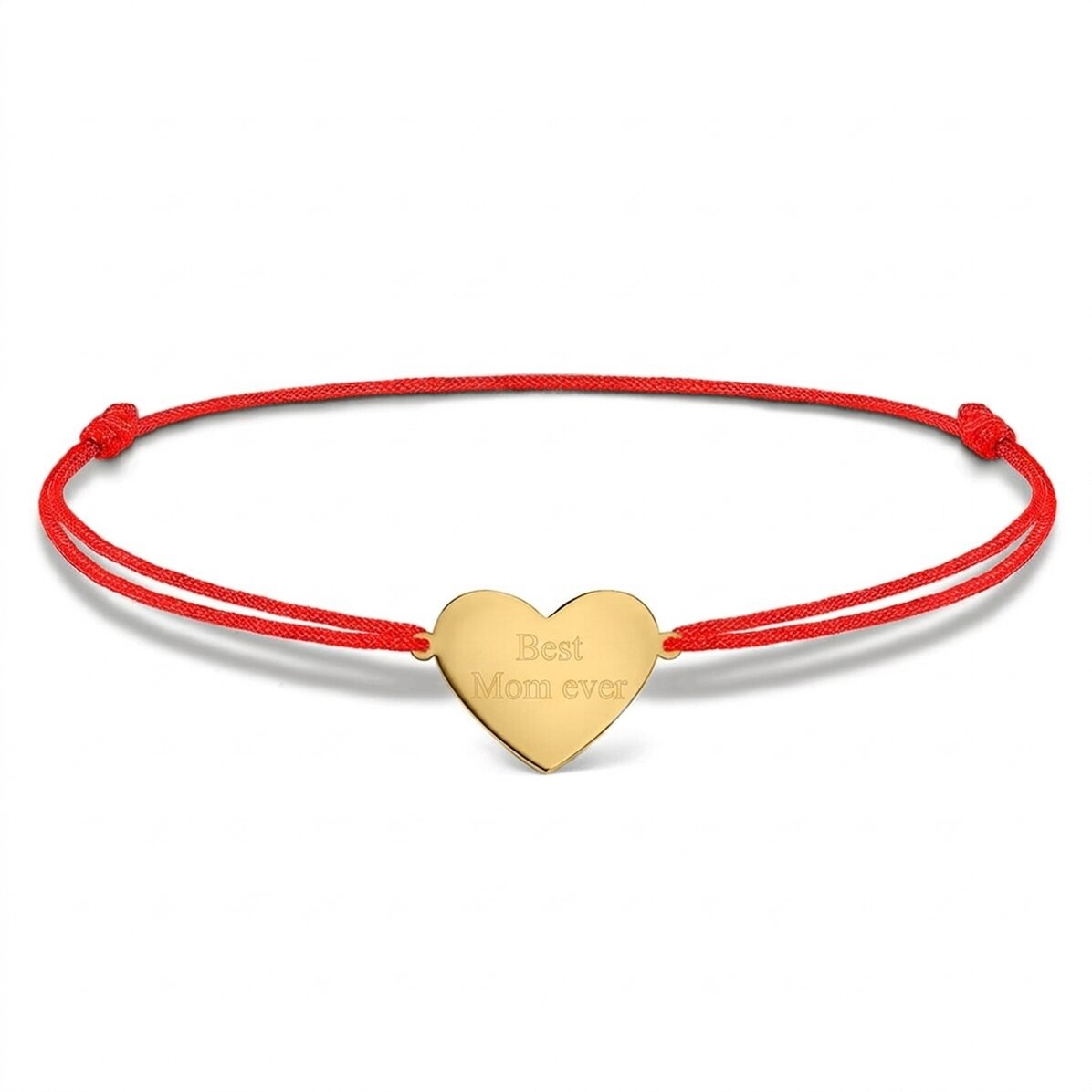 Personalisiertes Kordelarmband – Herz 15 x 13 mm – 925er Silber – Die beste Mama