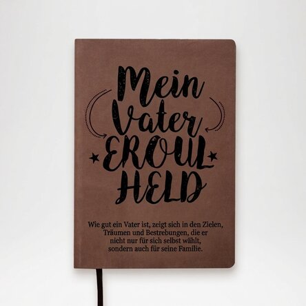 Personalisierter Leder-Terminkalender mit der Aufschrift „Mein Vater, mein Held“