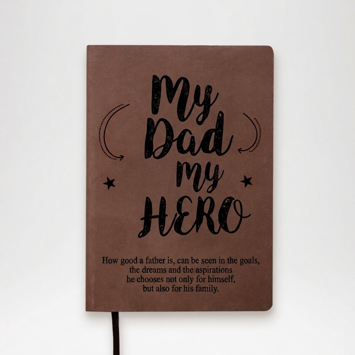 Personalisierter Leder-Terminkalender mit der Aufschrift „Mein Vater, mein Held“