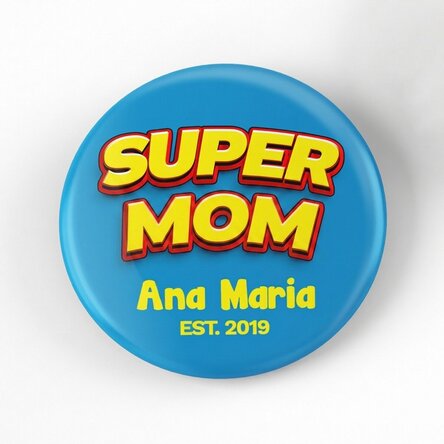 Personalisiertes Abzeichen mit Text – Super Mama
