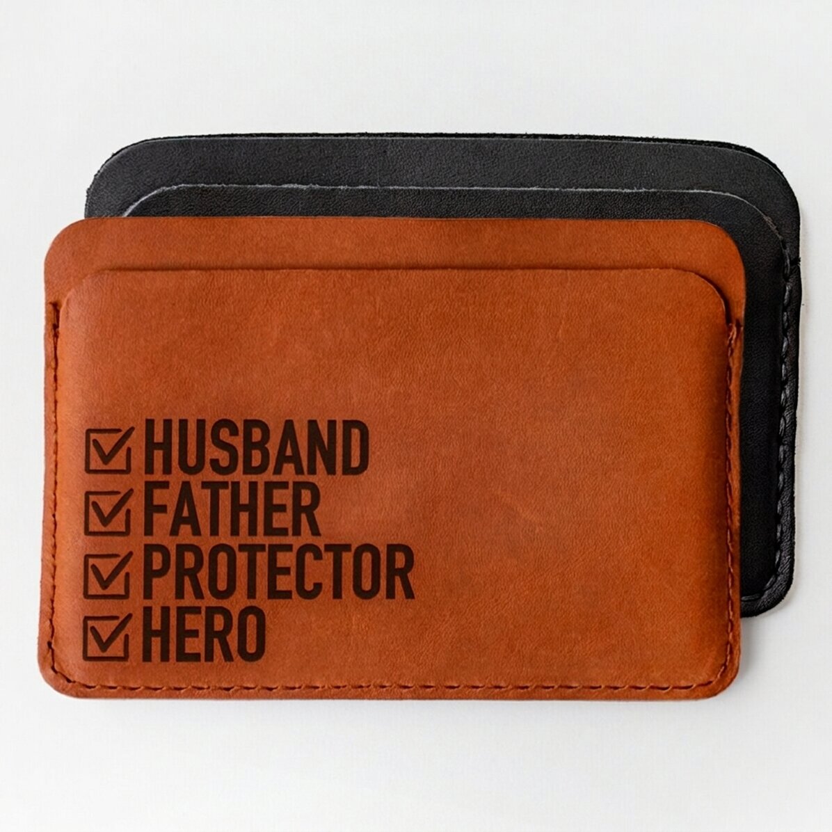 Personalisierte Lederbrieftasche mit Schriftzug – HERO