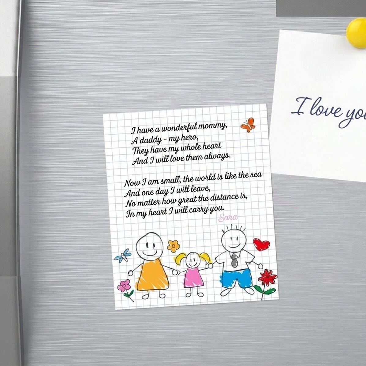 Individuell gestalteter Magnet (10 x 12 cm) mit einem Gedicht für Eltern – Mädchen