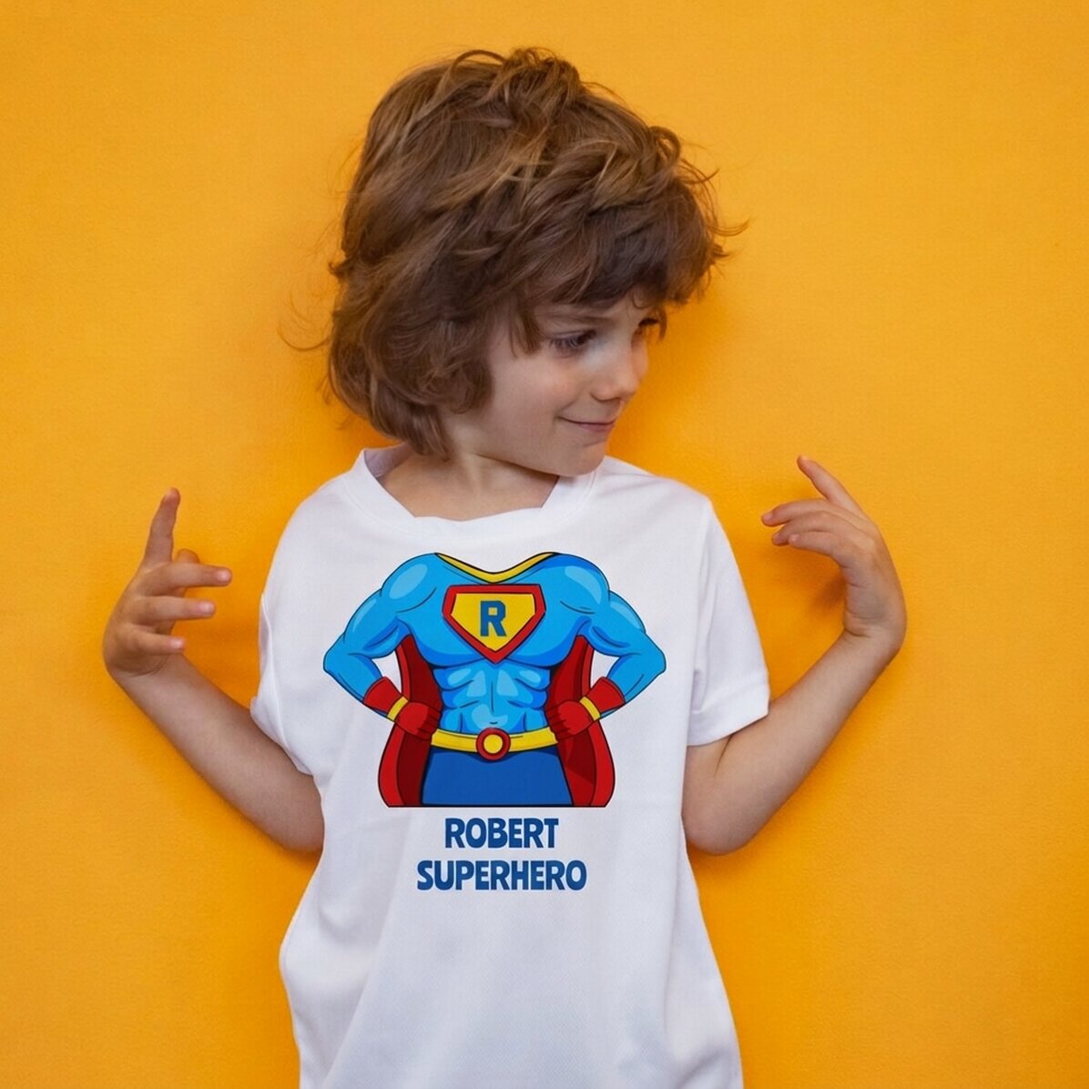 Personalisiertes Sport-T-Shirt für Kinder mit Aufdruck – Superheld