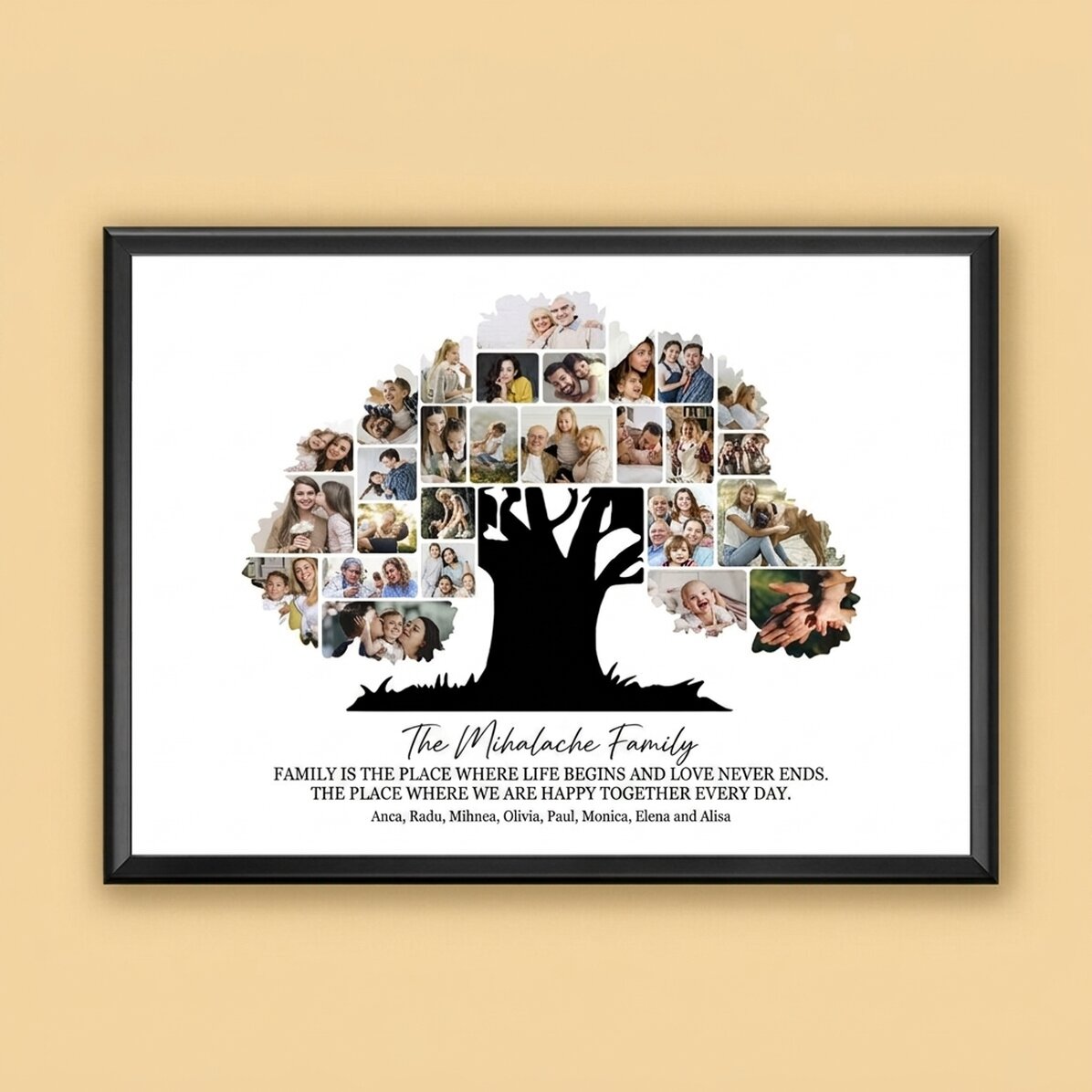 Individuell gestaltetes Landschaftsbild mit Fotos und Text – Unsere Familie