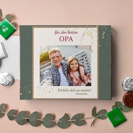 Personalisierte Pralinenschachtel mit Foto und Widmung – für den besten OPA