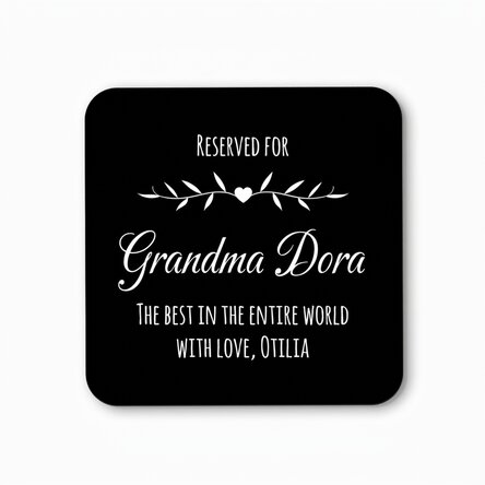 Personalised glass holder with text - Reserved