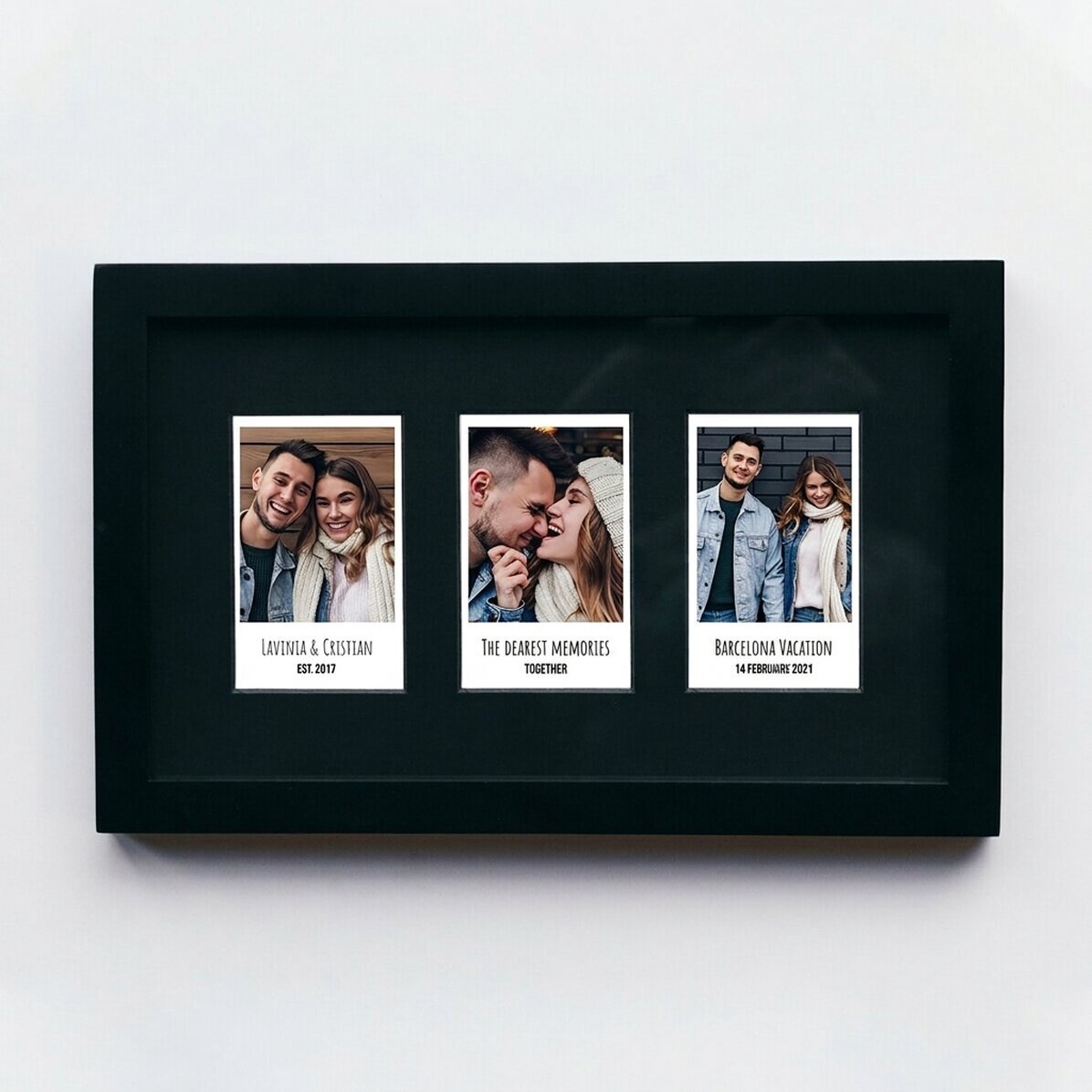Individuell gestaltetes Bild mit 3 Fotos im Polaroid-Stil und Text