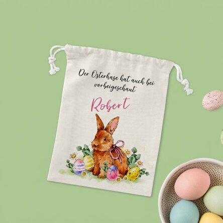 Kleiner Geschenksack mit individueller Beschriftung – Osterhase