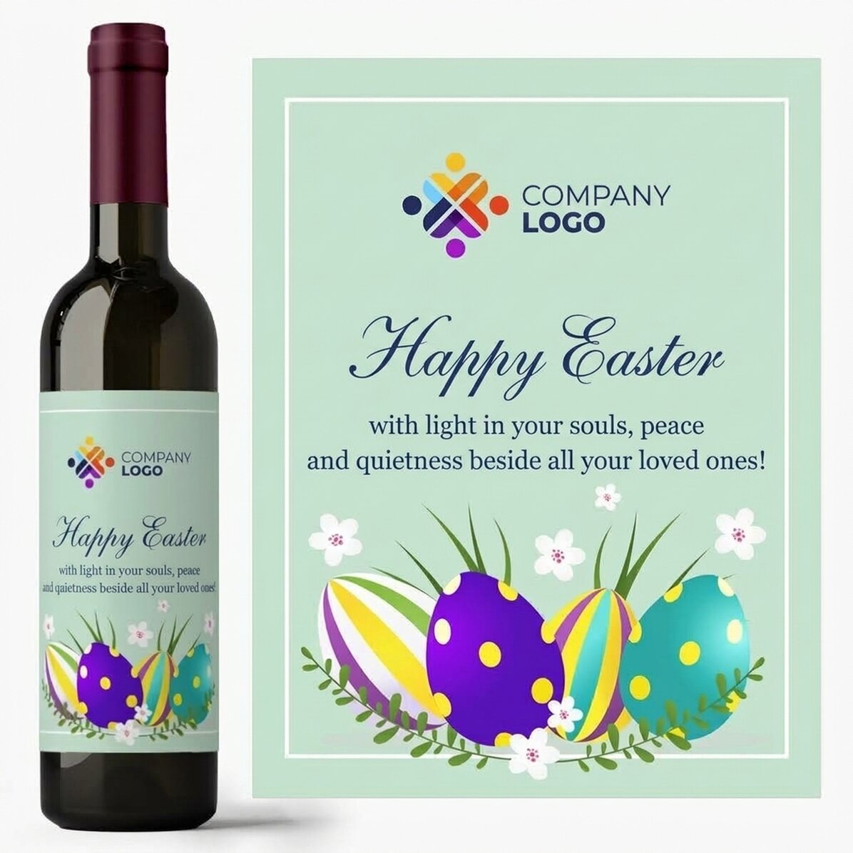 Wein mit individuellem Logo und Text – Frohe Ostern