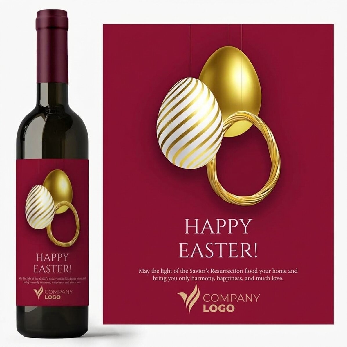 Wein mit individueller Beschriftung und Logo – Frohe Ostern!