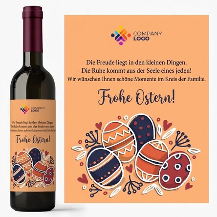Wein mit individueller Beschriftung und Logo zu Ostern