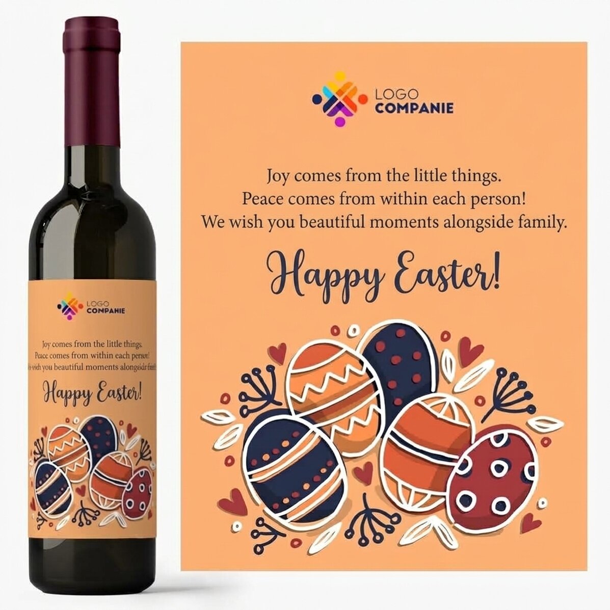 Wein mit individueller Beschriftung und Logo zu Ostern