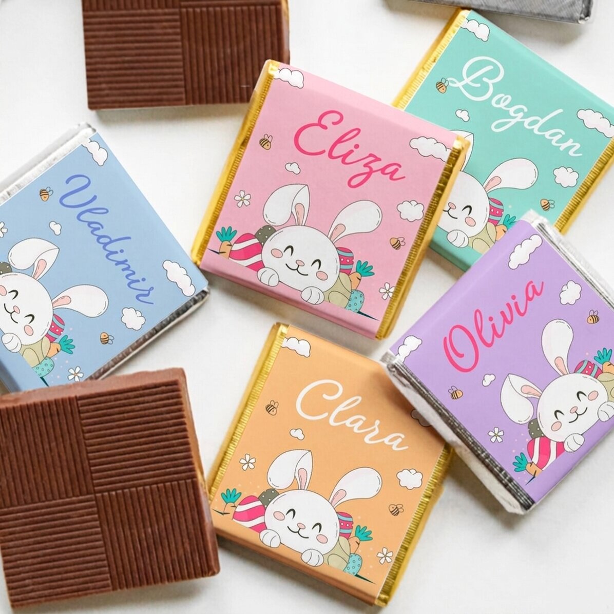 Personalisierte Mini-Schokolade mit Namen – Hase