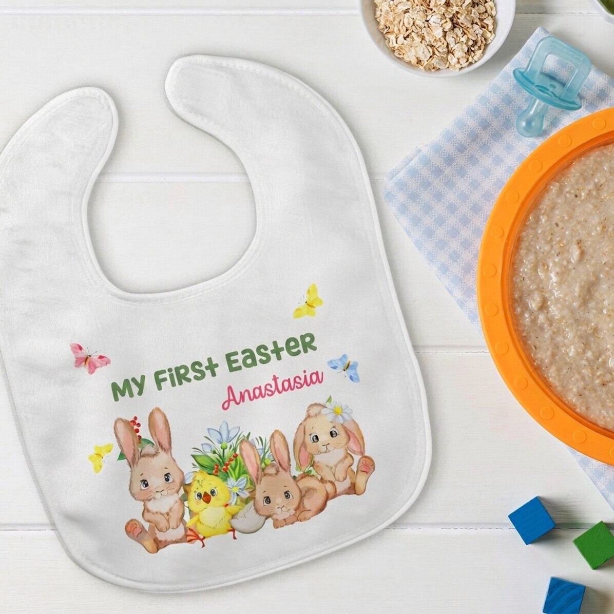 Personalisiertes Lätzchen mit Text – Das erste Osterfest