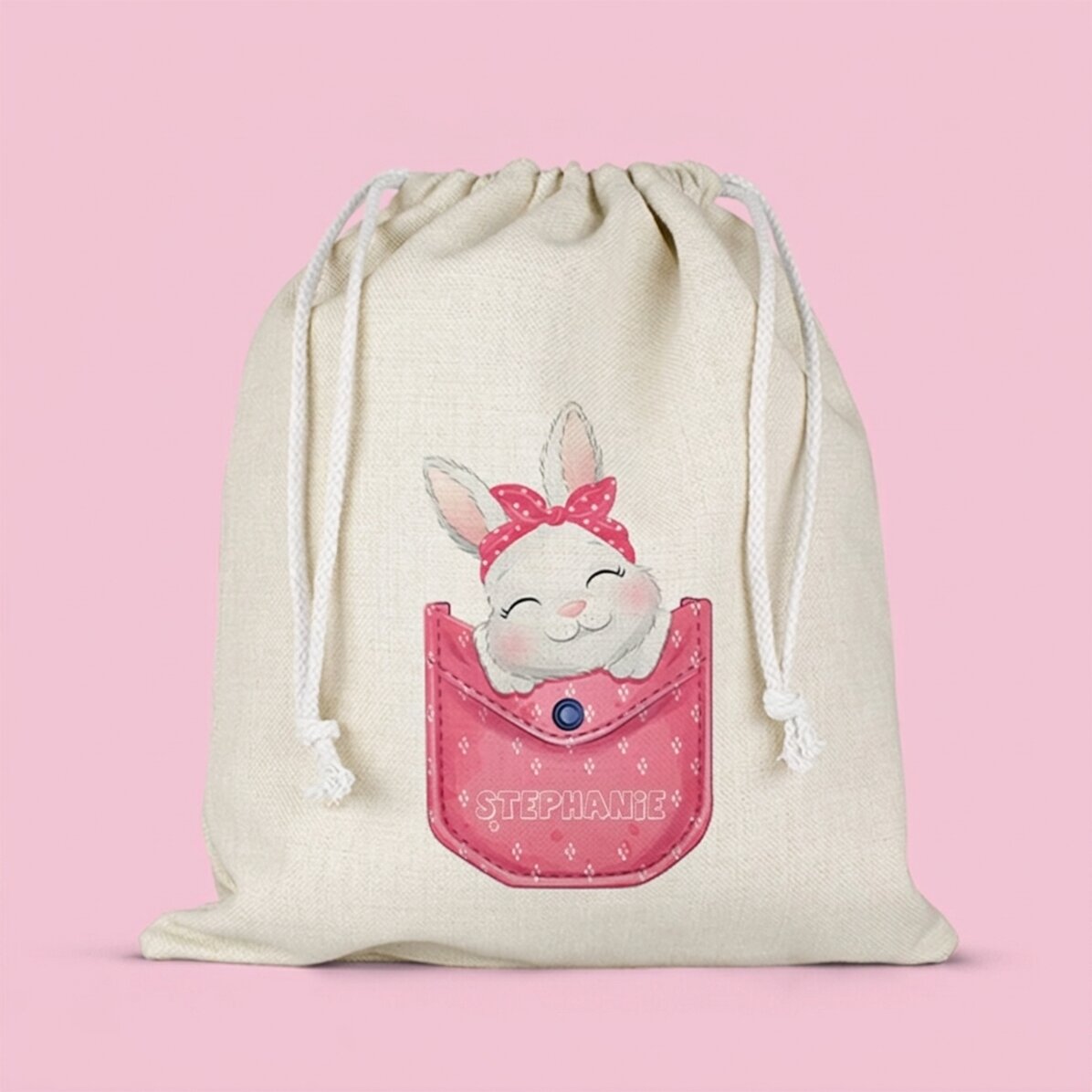 Geschenk- bzw. Kindergarten-Täschchen mit Namen personalisiert – Hase
