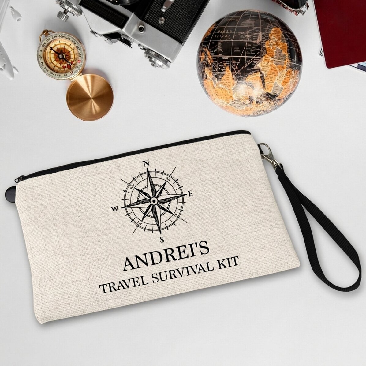 Personalisiertes Accessoire-Set für Herren mit Text – Reise-Überlebensset