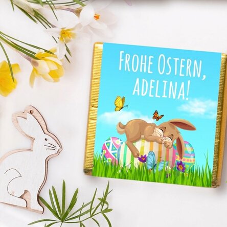Personalisierte Mini-Schokolade mit Ostergruß