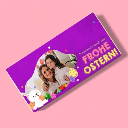 Personalisierte Schokolade mit Text und Foto – Hase