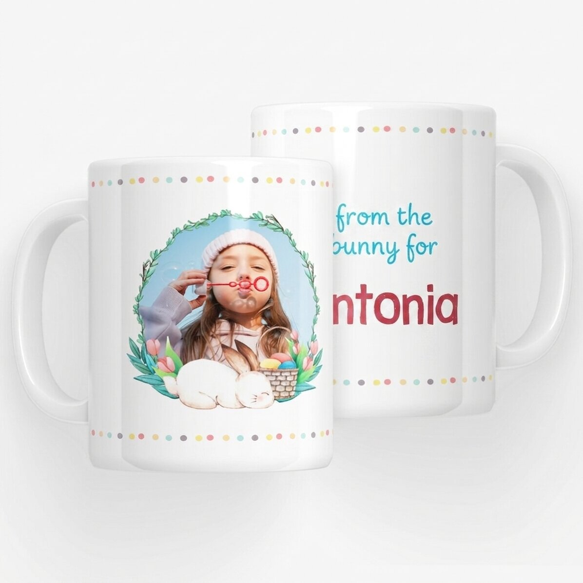 Personalisierte Tasse mit Namen und Foto – Vom Osterhasen