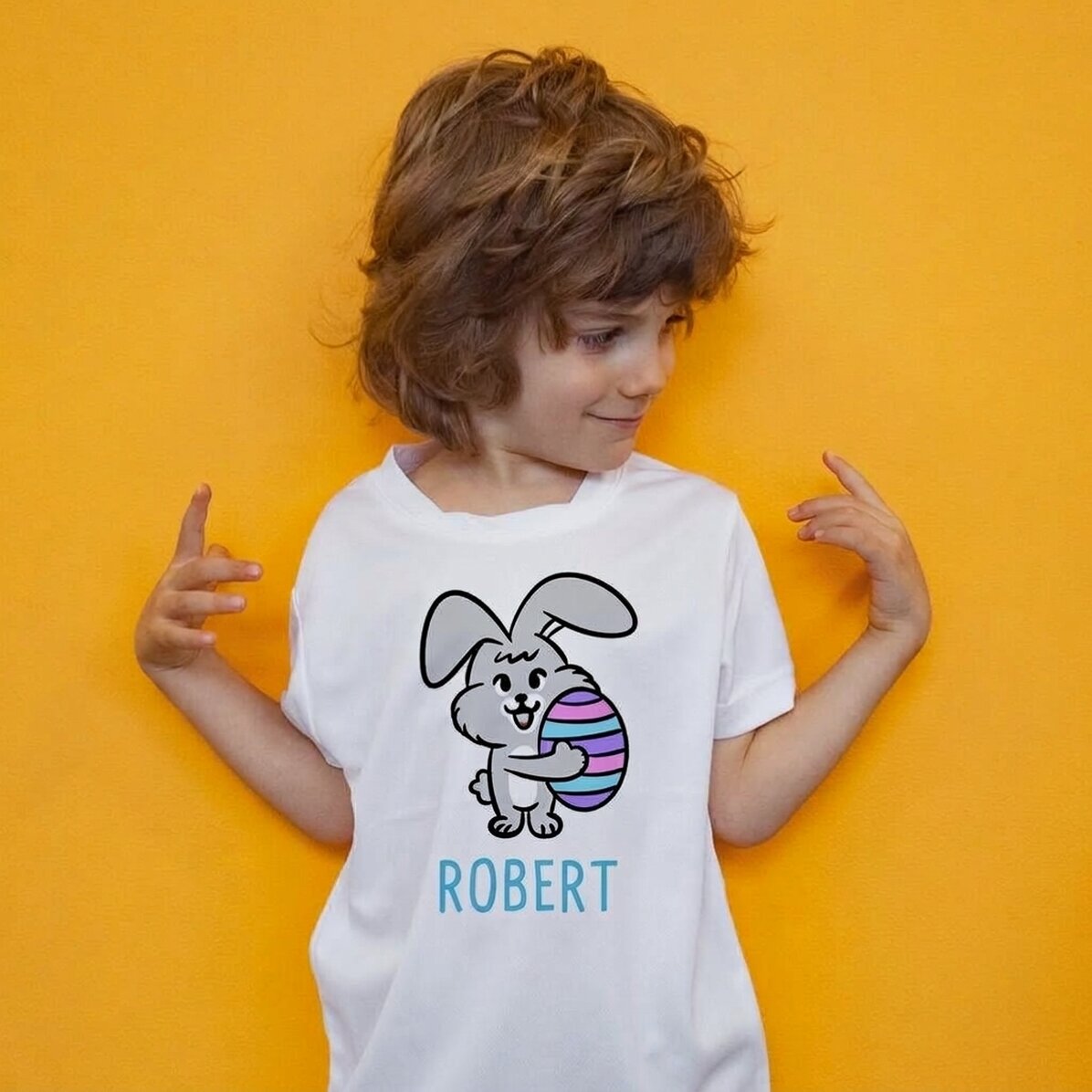 Personalisiertes Sport-T-Shirt für Kinder mit Namen – Hase