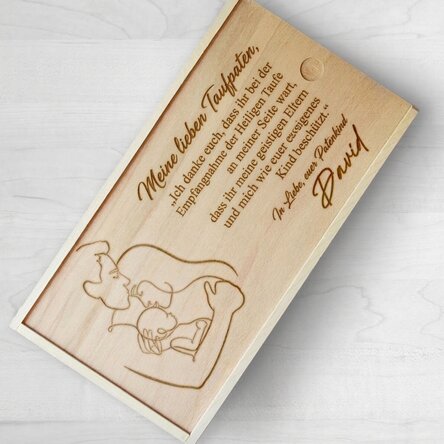 Personalisierte Geschenkbox aus Holz – Liebe Paten