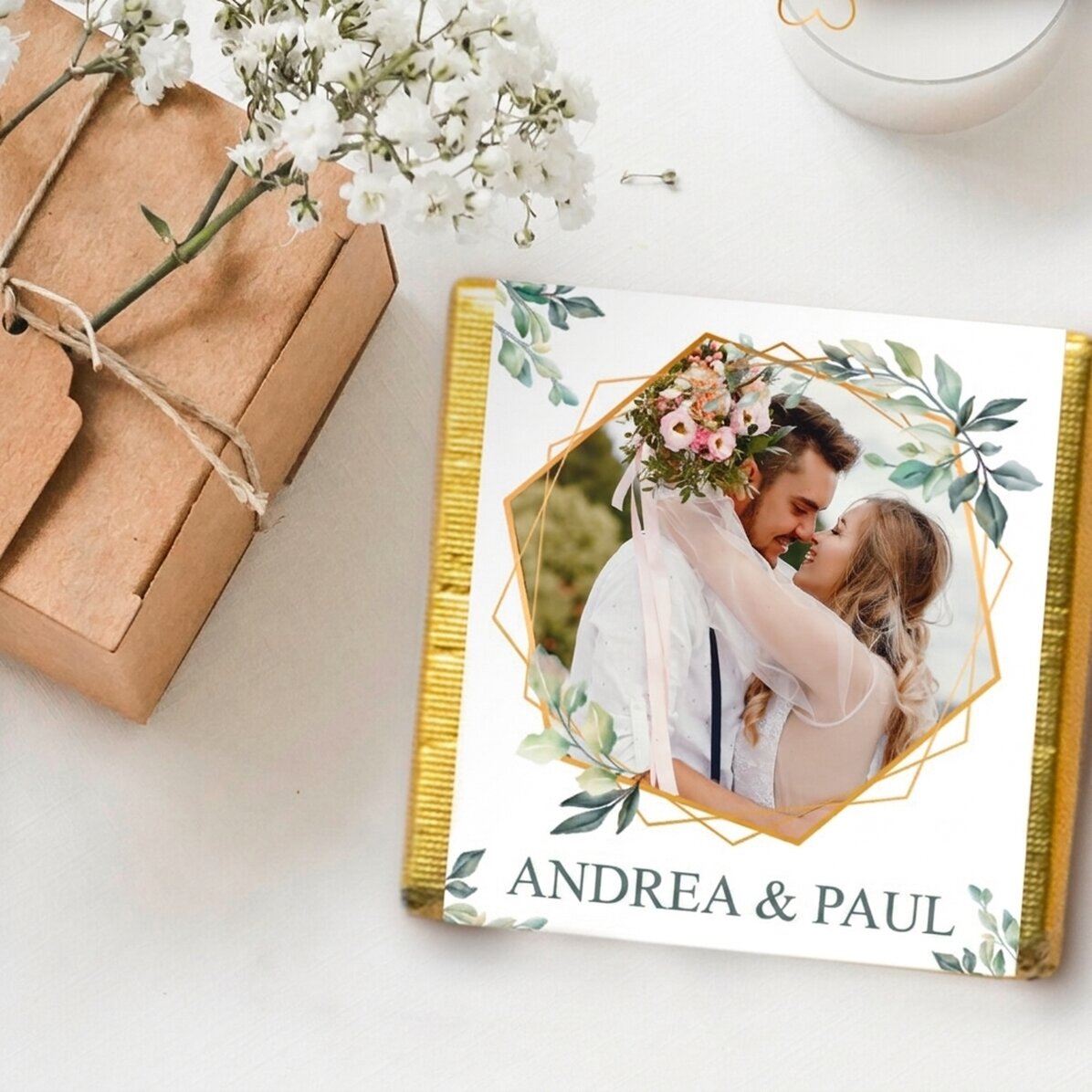 Personalisierte Mini-Schokoladenpraline mit Foto und Text – Elegance
