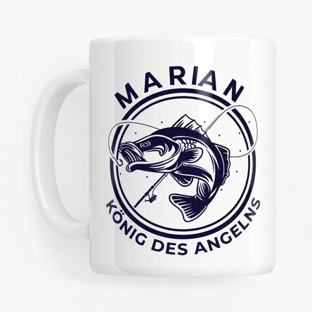 Personalisierte Tasse mit Text und Namen – Der König des Angelns