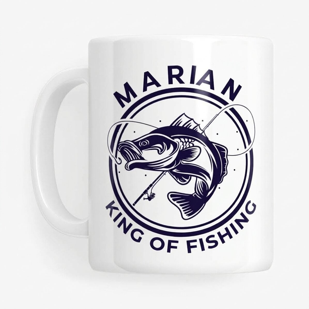 Personalisierte Tasse mit Text und Namen – Der König des Angelns