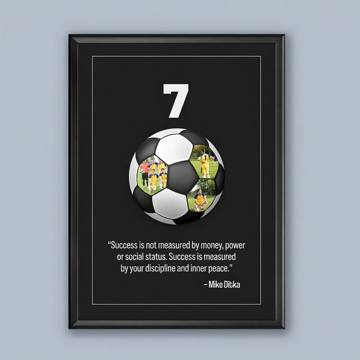 Individuell gestaltetes Bild mit Text und 3 Fotos – Fußball
