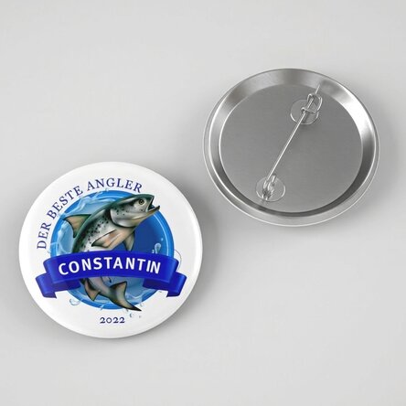 Personalisiertes Button mit Text für Angler