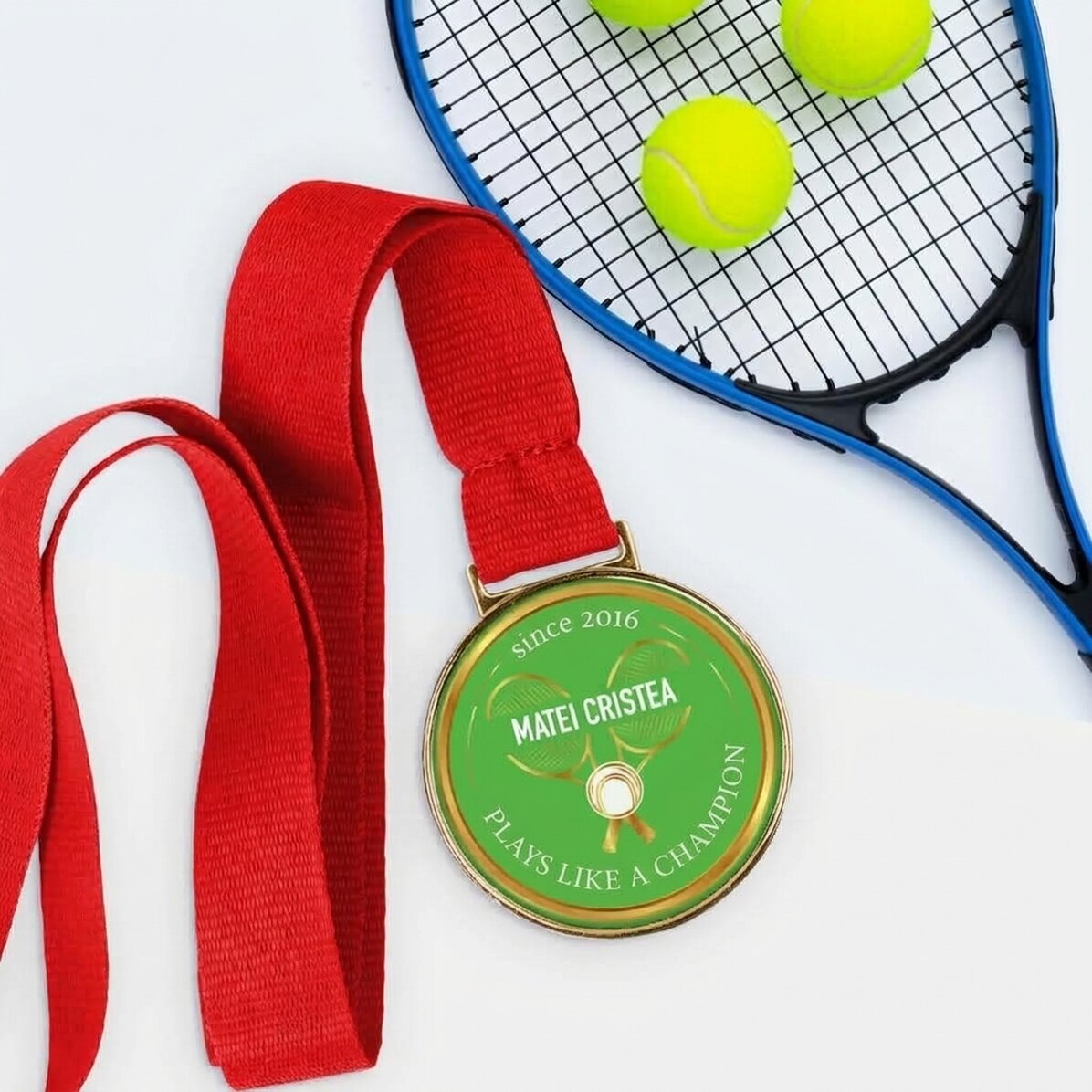 Personalisierte Medaille mit Text – Tennis