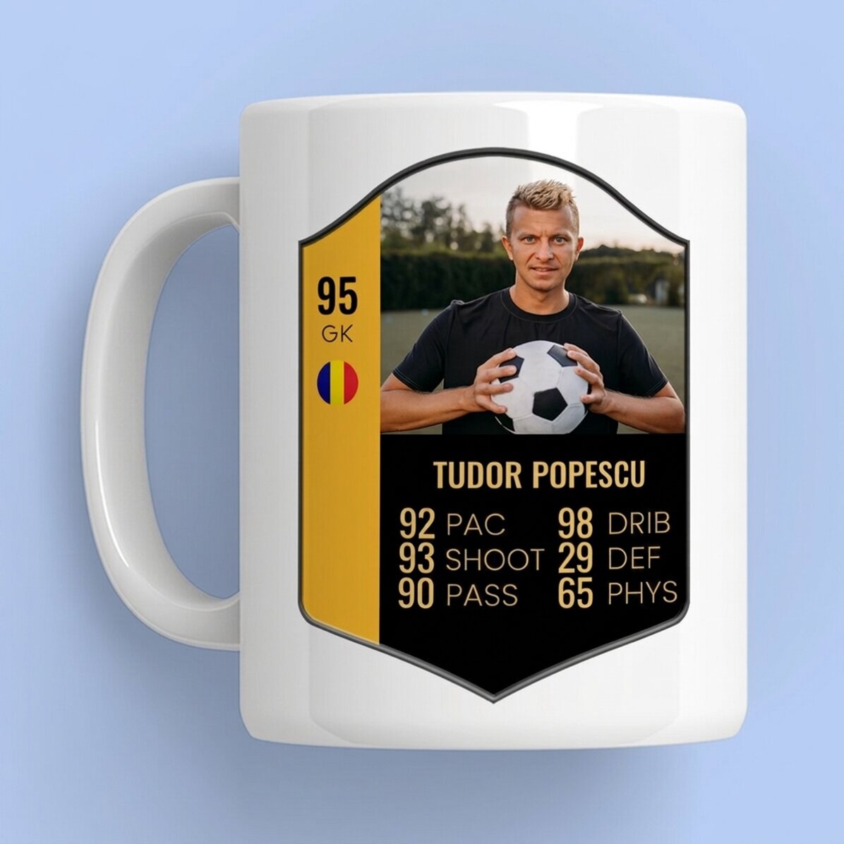 Personalisierte Tasse mit Foto und Text – FIFA-Karte