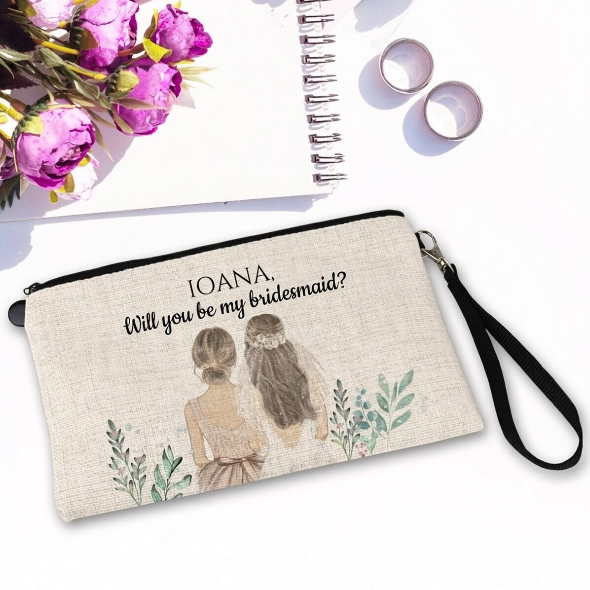 Individuell gestaltetes Make-up-Set mit Schriftzug – Brautjungfer
