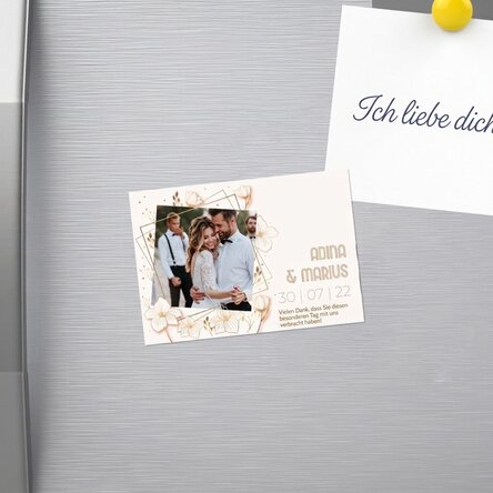 Individuell gestalteter Magnet (10 x 7 cm) mit Foto und Text – Hochzeitsgeschenk
