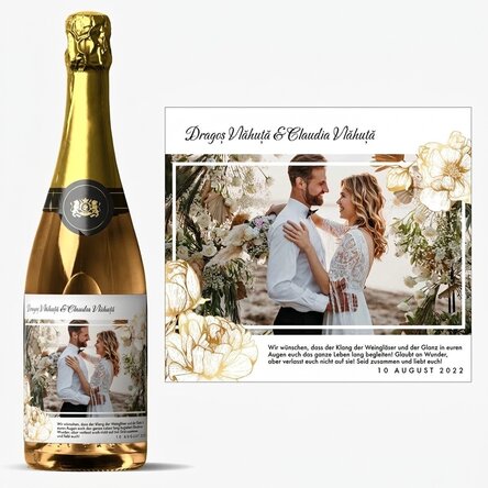 Personalisierter Sekt mit Text und Foto – Hochzeitsglückwunsch