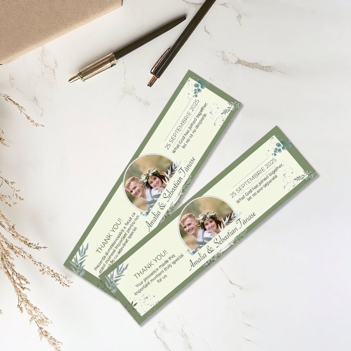Personalisiertes Lesezeichen mit Foto und Botschaft