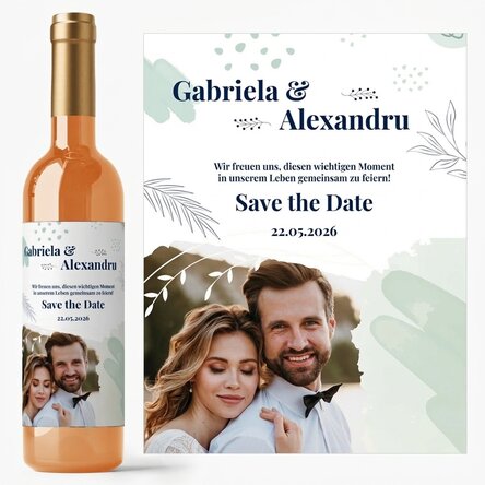 Personalisierter Wein mit Text und Foto – Save the Date