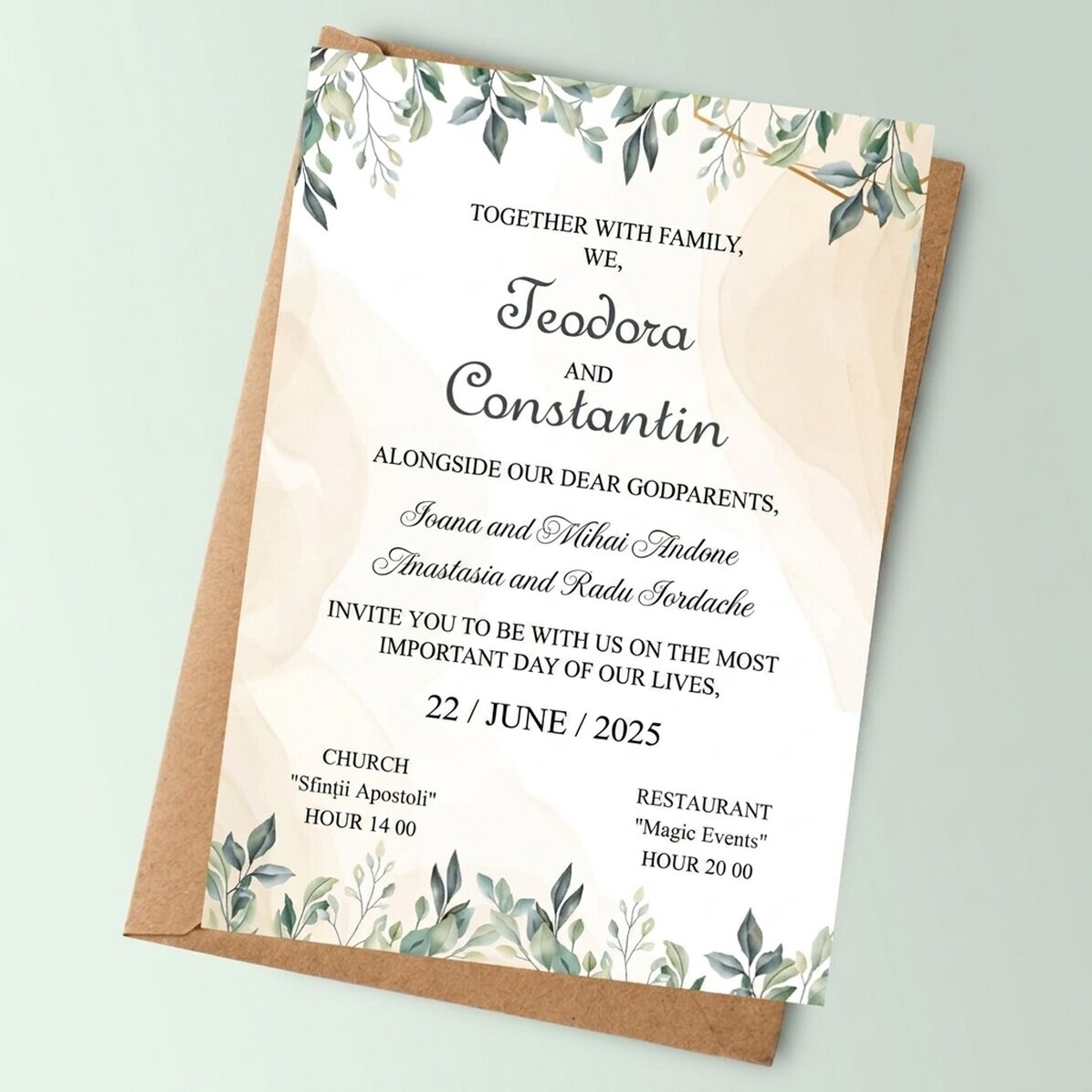 Individuell gestaltete Karte mit Text – Hochzeitseinladung „Elegance“