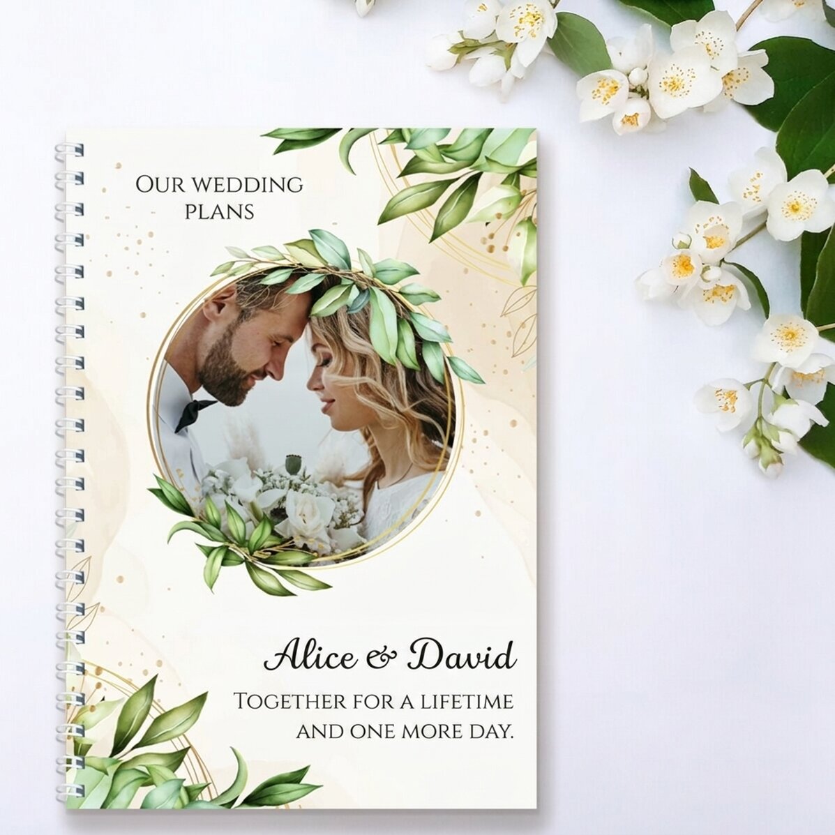 Personalisiertes Notizbuch mit Foto und Text – Hochzeitsplanung