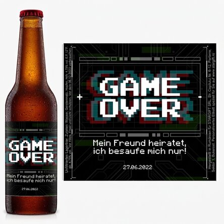 Bier mit individueller Beschriftung – Game Over