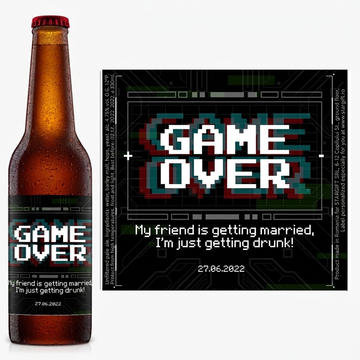 Bier mit individueller Beschriftung – Game Over