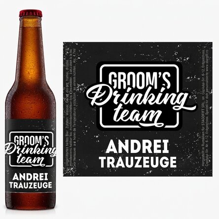 Individuell bedrucktes Bier für den Junggesellenabschied – Groom's drinking team